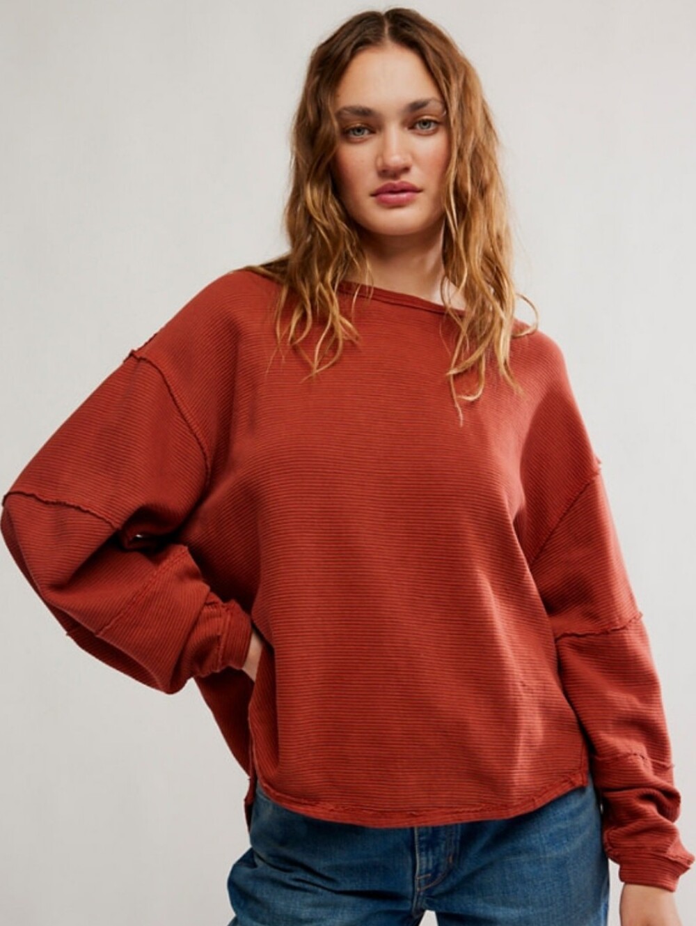NWT Free People We The Free Total Eclipse Tee In Spiced Rum- Size Medium